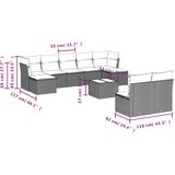  10-dijelni set vrtnih sofa od poliratana s jastucima smeđi | shoptok.hr