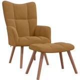  Stolica za opuštanje s osloncem za noge smeđa baršunasta | shoptok.hr