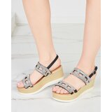 Resti Black women's sandals with zircons on a wedge Masewi - Footwear | ePonuda.com