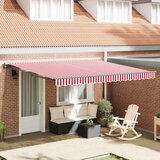 vidaXL retraktilna tenda rdeča in bela črta 400x300 cm | Shoptok.si