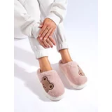SHELOVET Women's slippers with teddy bear light pink