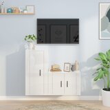 vidaXL Komplet TV omaric 2-delni visok sijaj bel inženirski les | Shoptok.si