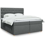 vidaXL Box spring postelja z vzmetnico temno siva 200x200 cm blago | Shoptok.si