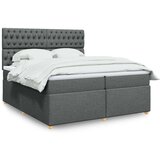 vidaXL Krevet s oprugama i madracem tamnosivi 200 x 200 cm od tkanine | shoptok.hr