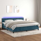  box spring s madracem LED tamnoplavi 200x200 cm baršun | shoptok.hr