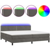  Box spring postelja z vzmetnico LED temno siva 200x200 cm žamet, (20726092) | Shoptok.si