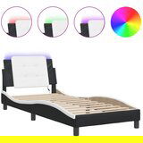  The Living Store Posteljni okvir z LED lučkami črn in bel 90x200 cm umetno usnje - Posteljni Okvir, (21497599) | Shoptok.si
