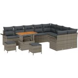  12-delna vrtnarska garnitura z blazinami siva poli ratan acacia | Shoptok.si