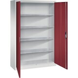C+P Delavniška omara s krilnimi vrati, VxŠxG 1950 x 1200 x 400 mm, svetlo sive / rubinasto rdeče barve | Shoptok.si