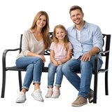  Vrtna klupa za terasu, metalna, s 3 sjedala, ukrašena, crna, 127x60x89 cm | shoptok.hr