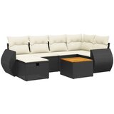 Maison Chic Seti vrtnega pohištva - Vrtna garnitura - Vrtni pohištvo set 7-delna z blazinami črn poli ratan, (21803660) | Shoptok.si
