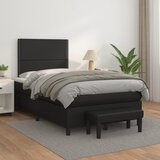 The Living Store Box spring postelja z vzmetnico črna 120x200 cm umetno usnje - Box Spring Postelja, (21438561) Cene
