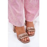 EVENTO Leather patent women's sandals on heel beige Mevonelle | shoptok.hr