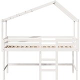 vidaXL Krevet na kat s ljestvama i krovom bijeli 80x200 cm od borovine | shoptok.hr