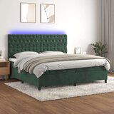  Box spring postelja z vzmetnico LED tem. zelena 200x200cm žamet, (20761244) Cene