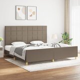 The Living Store Posteljni okvir z vzglavjem taupe 200x200 cm blago - Posteljni Okvir Z Vzglavjem, (21527319) Cene