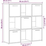 vidaXL Polica za knjige Staro drvo 90x28x90 cm Konstruirano drvo | shoptok.hr