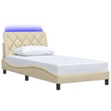  Okvir kreveta s LED-om bez madraca krem 100 x 200 cm od tkanine | shoptok.hr