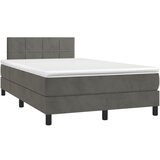 vidaXL Box spring postelja z vzmetnico LED temno siva 120x190 cm žamet Cene