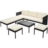 The Living Store Vrtna sedežna garnitura z blazinami 6-delna poli ratan črna - Komplet Vrtnega Pohištva, (21422452) | Shoptok.si