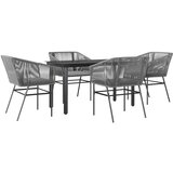  Vrtna garnitura - 5-dijelni vrtni blagovaonski set s jastucima poliratan i staklo | shoptok.hr