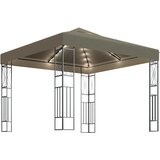  Sjenica s LED svjetlosnim trakama 3 x 3 m smeđe-siva od tkanine | shoptok.hr