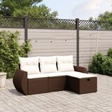 vidaXL 4-dijelni set vrtnih sofa od poliratana s jastucima smeđi | shoptok.hr