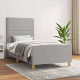  Posteljni okvir z vzglavjem svetlo siv 90x190 cm blago, (20906615) | Shoptok.si