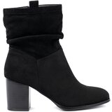 Shelvt Black suede ankle boots with a ruffled upper | shoptok.hr