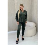 Kesi Velour set sweatshirt + trousers khaki Cene