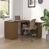 Maison Chic Pisalna miza - pisarniška miza - Računalniška miza medeno rjava 110x50x75 cm trdna borovina, (21785233) | Shoptok.si