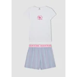 Defacto Girl's Printed Short Sleeve Pajama Set with Shorts