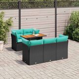 vidaXL Vrtna garnitura - 6-dijelni set vrtnih sofa s jastucima crni od poliratana - Crna 1 | shoptok.hr