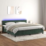  Box spring postelja z vzmetnico LED tem. zelena 200x200cm žamet Cene