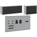  Set od 5 komada ormar za alate i ploča s kukama montirano na zid crni metal | shoptok.hr