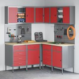vidaXL Set od 11 Crvena, Siva Čelik, konstruirano drvo debljine 25mm Cijene