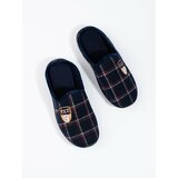 SHELOVET Men's navy blue plaid slippers Cene