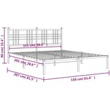 Metalni okvir za krevet s uzglavljem crni 150x200 cm | shoptok.hr
