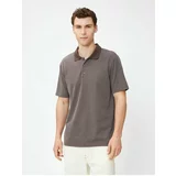Koton Polo Neck T-Shirt with Buttons, Short Sleeves, Geometric Print