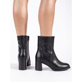 Sergio Leone Women's black leather ankle boots on a stiletto heel by Cijene