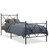  Metalni okvir kreveta uzglavlje i podnožje crni 75x190 cm | shoptok.hr