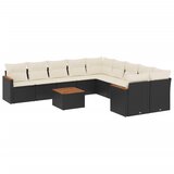  The Living Store Vrtna sedežna garnitura 11-delna z blazinami črn poli ratan - Vrtna Sedežna Garniture, (21449357) | Shoptok.si