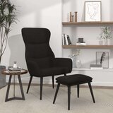  Stolica za opuštanje sa stolcem crni od tkanine | shoptok.hr