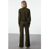 Trendyol Khaki Crop Cardigan-Pants Knitwear Bottom-Top Set | Shoptok.si