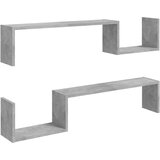  Zidne police 2 kom siva boja betona 100 x 15 x 20 cm od iverice | shoptok.hr
