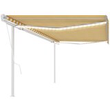 vidaXL Avtomatska tenda LED + senzor 5x3,5 m rumena in bela | Shoptok.si