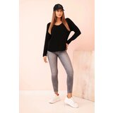Kesi Włoski Women's sweater made of viscose with long sleeves and a round neckline black | shoptok.hr