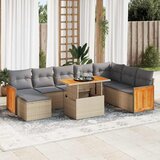 vidaXL 7-dijelni set vrtnih sofa s jastucima bež od poliratana bagrem Cijene