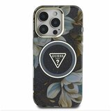 Guess IML Glitter Magnolia and Triangle Logo MagSafe Zadní Kryt pro iPhone 16 Pro Max Black Ovitek za telefon Vijolična | Shoptok.si