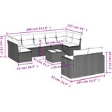  10-dijelni set vrtnih sofa s jastucima crni od poliratana | shoptok.hr